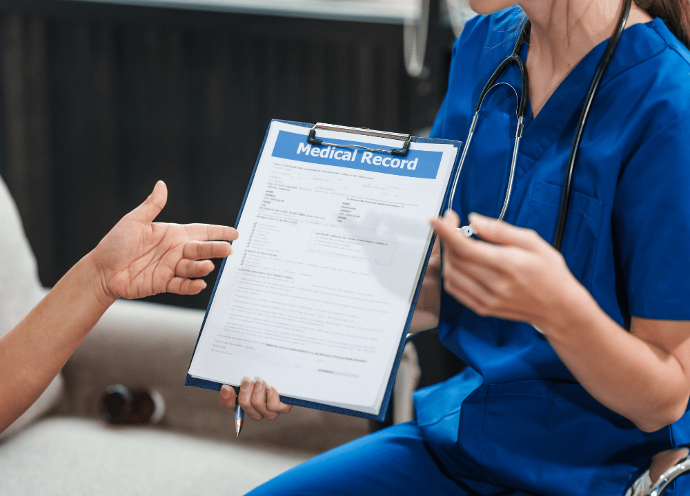 Medical records confirming mesothelioma diagnosis