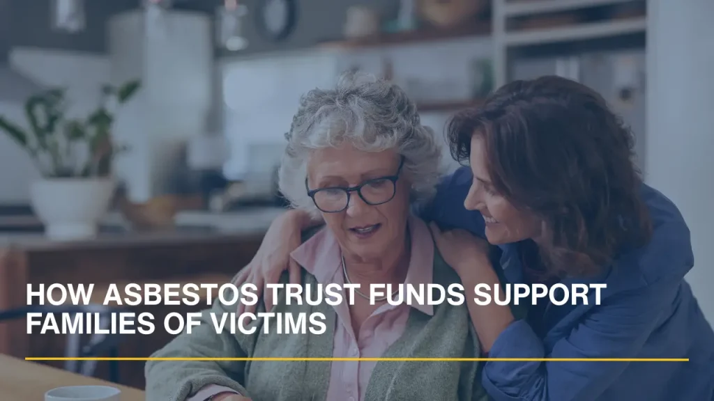 A senior woman and her daughter reviewing financial documents and trust fund paperwork at home.