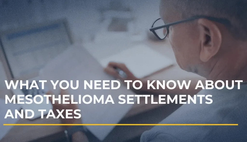 Person reviewing settlement paperwork with calculator + laptop