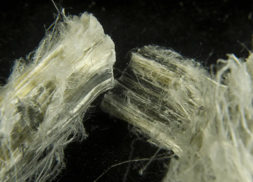 Asbestos fibers affecting the mesothelium lining and causing mesothelioma