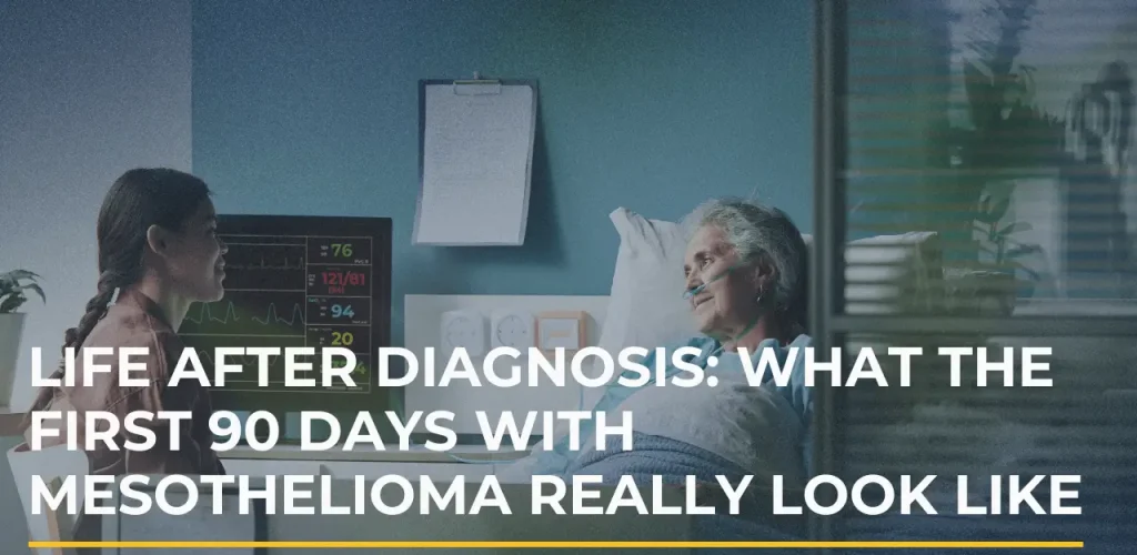 A calm, supportive scene: a patient and family member sitting in a hospital consultation room