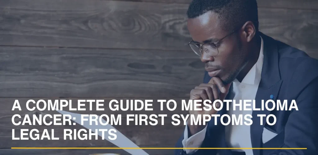 Thoughtful individual reviewing documents related to a mesothelioma diagnosis and legal rights.