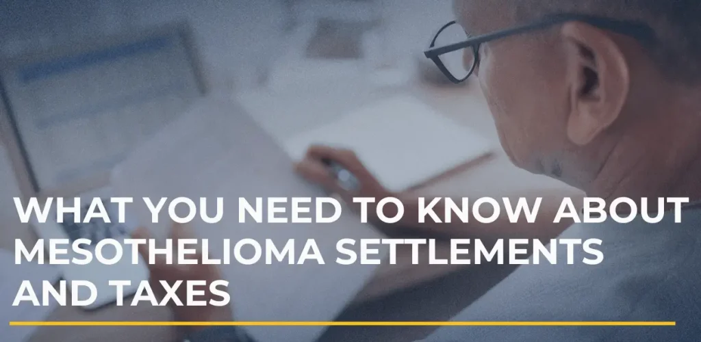 Person reviewing settlement paperwork with calculator + laptop